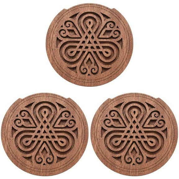 3X Guitar Wooden Soundhole Sound Hole Cover Block Feedback Buffer Mahogany Wood for EQ Acoustic Folk Guitars 7