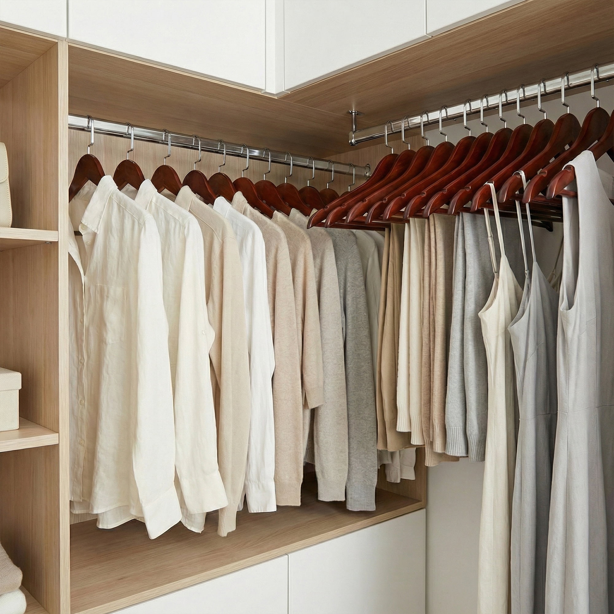 Unique Bargains 2Pcs Wood 360-Degree Space Saving Clothes Hangers Dark Brown
