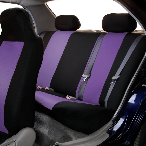 FH Group Classic Two Tone Universal Fit Cloth Seat Cover For Car Truck SUV Van - Rear Bench Purple FB102012PURPLE