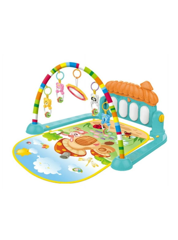Baby Play Mat for Infant with Music and Mirror, Newborn Piano Activity Center Toys Gym Floor Playmat for Boys Girls