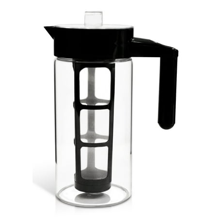 Zell Cold Brew Coffee Maker | Best Home Iced Coffee & Tea Maker | Removable Coffee Fine Mesh Filter | Strong Borosilicate Glass Cold Coffee Maker | BONUS Fruit Infusion Filter | 1 Quart (1000 (Best Coffee To Make Cold Brew)