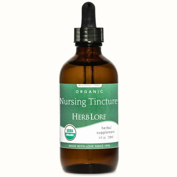 Herb Lore Organic Nursing Tincture – Liquid Lactation Support Supplement to Increase Breast Milk Supply - Alcohol Free (4 fl oz)