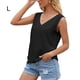 thumbnail image 1 of Camiseta de mujer Sexy Hollow Lace Manga corta Cuello en V Top informal suelto, Negro, L Kearding AP001247-11, 1 of 7