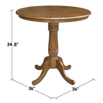 36" Solid Wood Round Top Pedestal Table - 34.9"H - Pecan