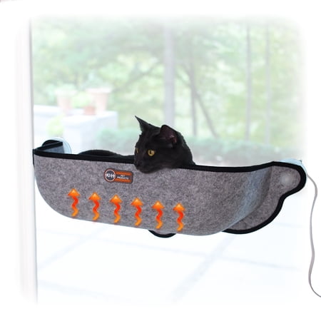 UPC: 0655199636143 | K&H Pet Products EZ Mount Thermo-Kitty Window Bed Extra-Deep Gray 27 X 10 X 11 Inches
