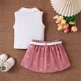 thumbnail image 4 of Hiijoy Infant Girls Outfits Sleeveless Polo Tank Top Pleated Skirt with Belt, Sizes 12M-5T, 4 of 8