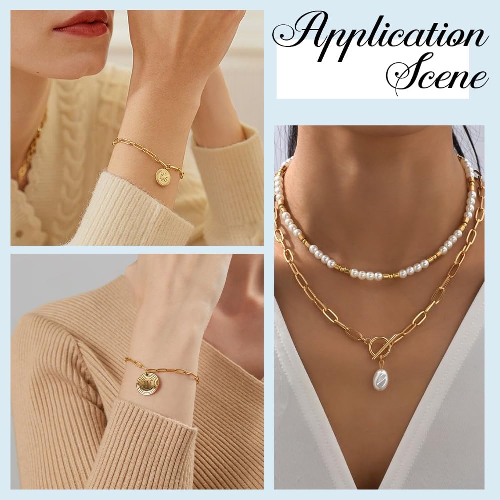 32.8 Feet Gold Paper Clip Chain Bulk Jewelry Paperclip Chain 18K Gold Plated Stainless Steel 12mm Oval Paper Clip Roll Spool Link Chains Kits
