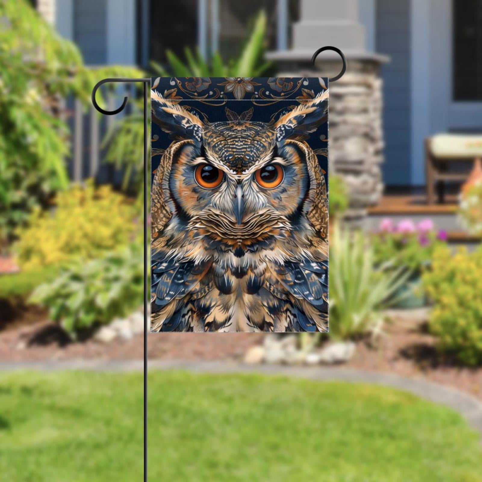 Welcome Aesthetic Owl Art Pattern Garden Flag, Vertical Double Sided Small House Flag, Yard Farmhouse Outdoor Deck Veranda Lawn Decor 28x40 Inch
