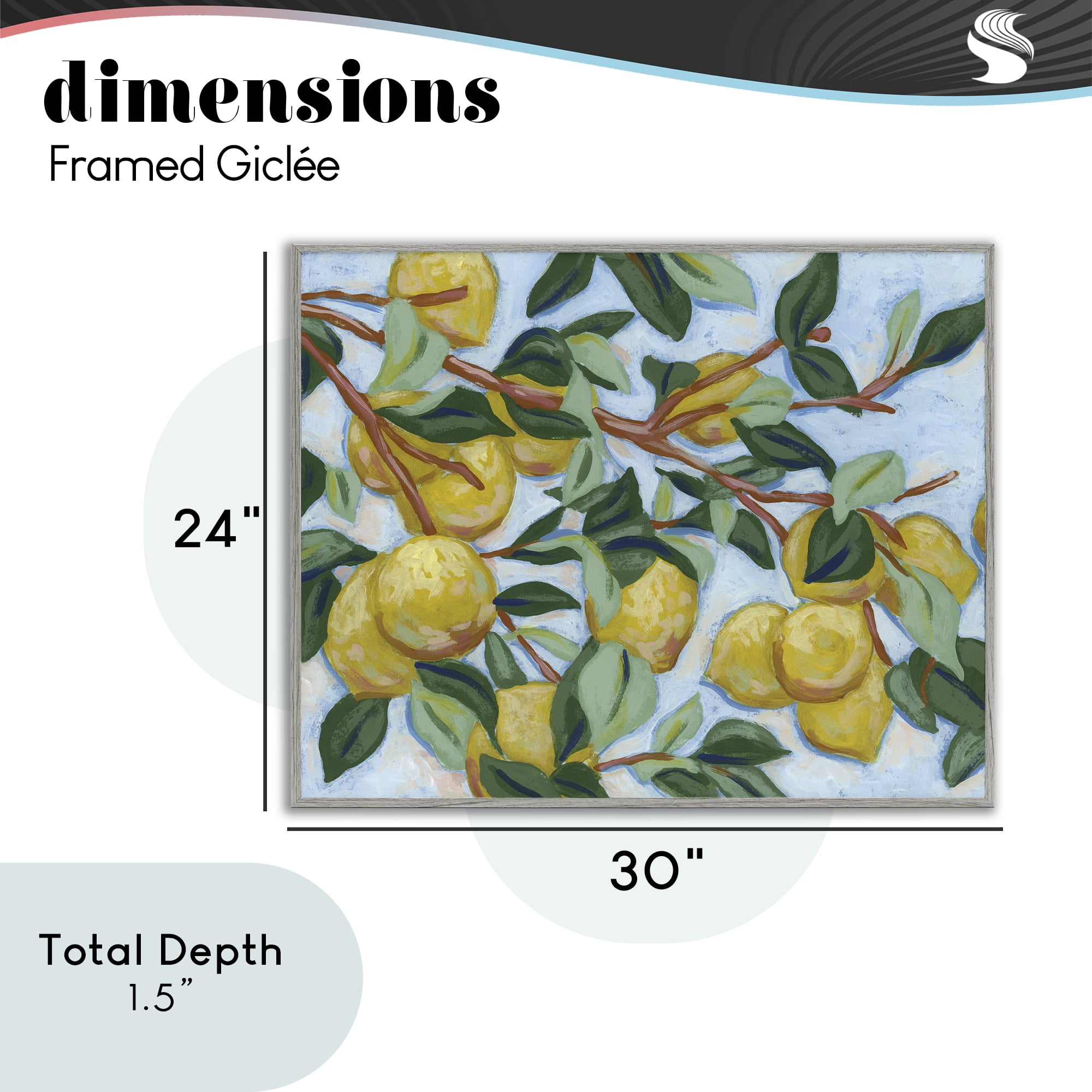 Stupell Industries Sunshine Citrus Tree Gray Framed Giclee Art, design by June Erica Vess