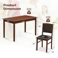 thumbnail image 3 of Gymax 5 PCS Dining Table Set for 4 w/Rubber Wood Legs Upholstered Seat Padded Backrest Brown, 3 of 9