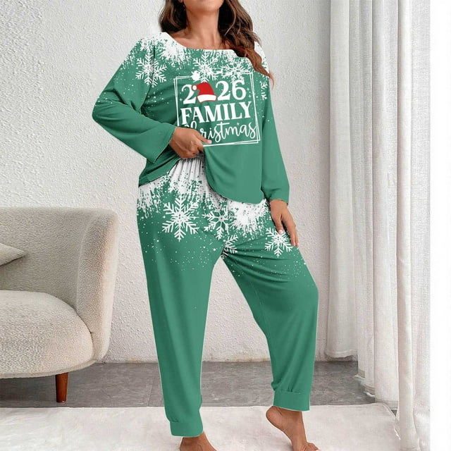 Conjunto de pantalones y blusa de poliéster para mujer, de manga larga, con estampado de moda, informal, para estar en casa, talla grande