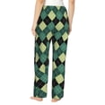 thumbnail image 3 of Sigee Green Squares Print Women's Soft Pajama Pants - Breathable and Comfortable Lounge Sleep Bottoms with Elastic Waistband and Pockets-Large, 3 of 9
