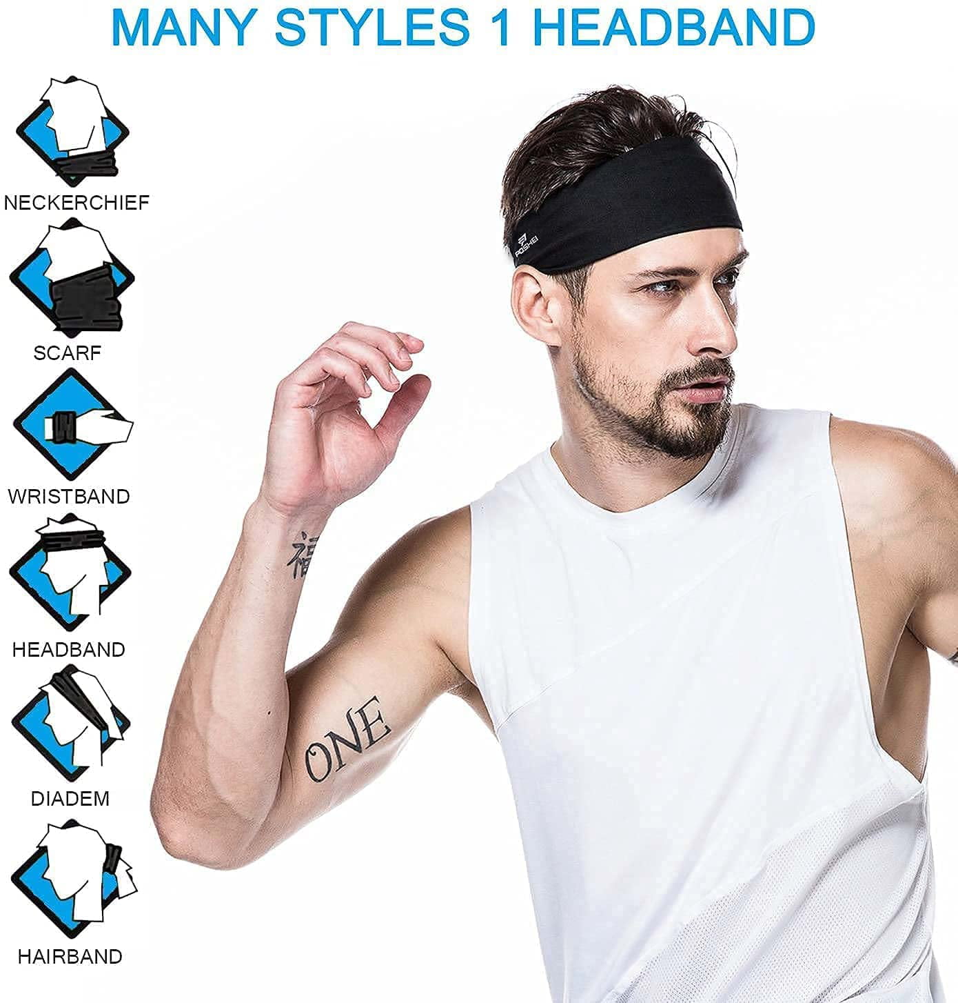 Cycling Yoga Basketball Shuqqur Sports Headband for Men and Women Elastic Sweatband Head Wrap Hair Band for Runing 