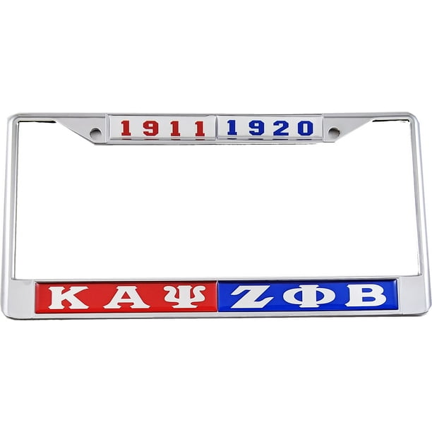Kappa Alpha Psi + Zeta Phi Beta Split License Plate Frame [Red/Blue Car/Truck]