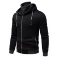 thumbnail image 5 of Manxivoo Black Hoodie Men, Men's Zipper Hooded Men's Jacket Plus Size Cardigan Hooded Jacket Solid Color Puffy Jacket Hoodies for Men Black XXXL, 5 of 5