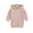 thumbnail image 1 of CNKOO Toddler Girl Sweatshirt Dress Spring Fall Clothes Oversized Tops Outfit Kids Letter Printed Outwear Coat, 1 of 6