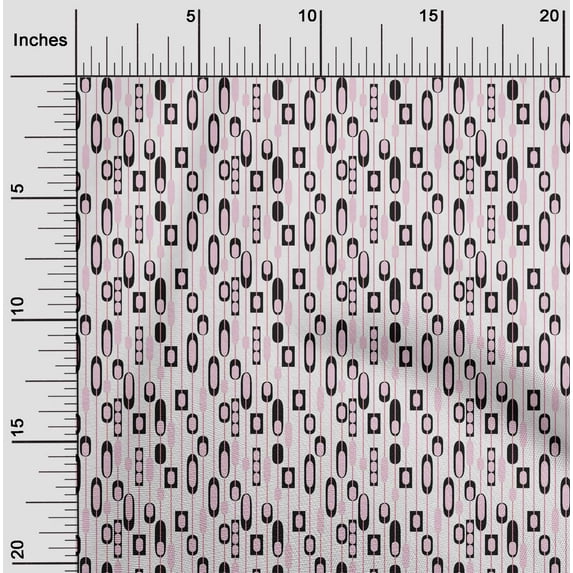 oneOone Polyester Lycra Fabric Stripe & Geometrical Shapes Geometric Decor Fabric Printed BTY 56 Inch Wide