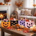 thumbnail image 6 of Purple Rope Storage Basket, Trick Or Treat Basket, Halloween Gift Basket, Halloween Party Favors for Student, 9X8X8 Inch Jack O Lantern Pumpkin Woven Tote Bag, Multi-Functional, 6 of 7