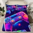 thumbnail image 2 of Manfei Gamer Gaming Bed Sheets,Gamepad Controller King Sheets,Gradient Purple Blue Sheet Set For Teens,Microfiber Bedroom Decor,4-Piece, 2 of 7