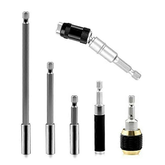 6 Pcs Drill Bit Holder Extension Flexible Magnetic Swiveling Bit Tip Holder Bar Set Chuck Adapter Extender Impact Driver