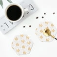 thumbnail image 4 of Honeii Wheat print Leather Coaster Set of 4, ideal for safeguarding your furniture from drinks spills and effortless cleanup-Hexagon, 4 of 6
