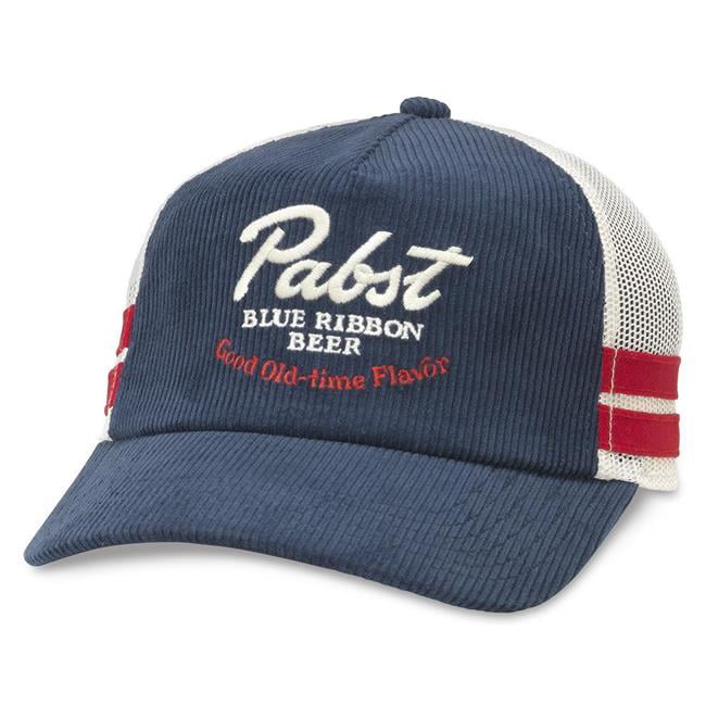 Pabst Blue Ribbon Beer Vintage Navy Adjustable Snapback Trucker Hat Blue 