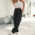 thumbnail image 6 of FUNUONY Womens Wide Leg Sweatpants High Waisted Baggy Pants Drawstring Athletic Joggers Solid Color Pocket Work Pants Long Pants and Casual Pants for Women's Daily Use Black L, 6 of 6