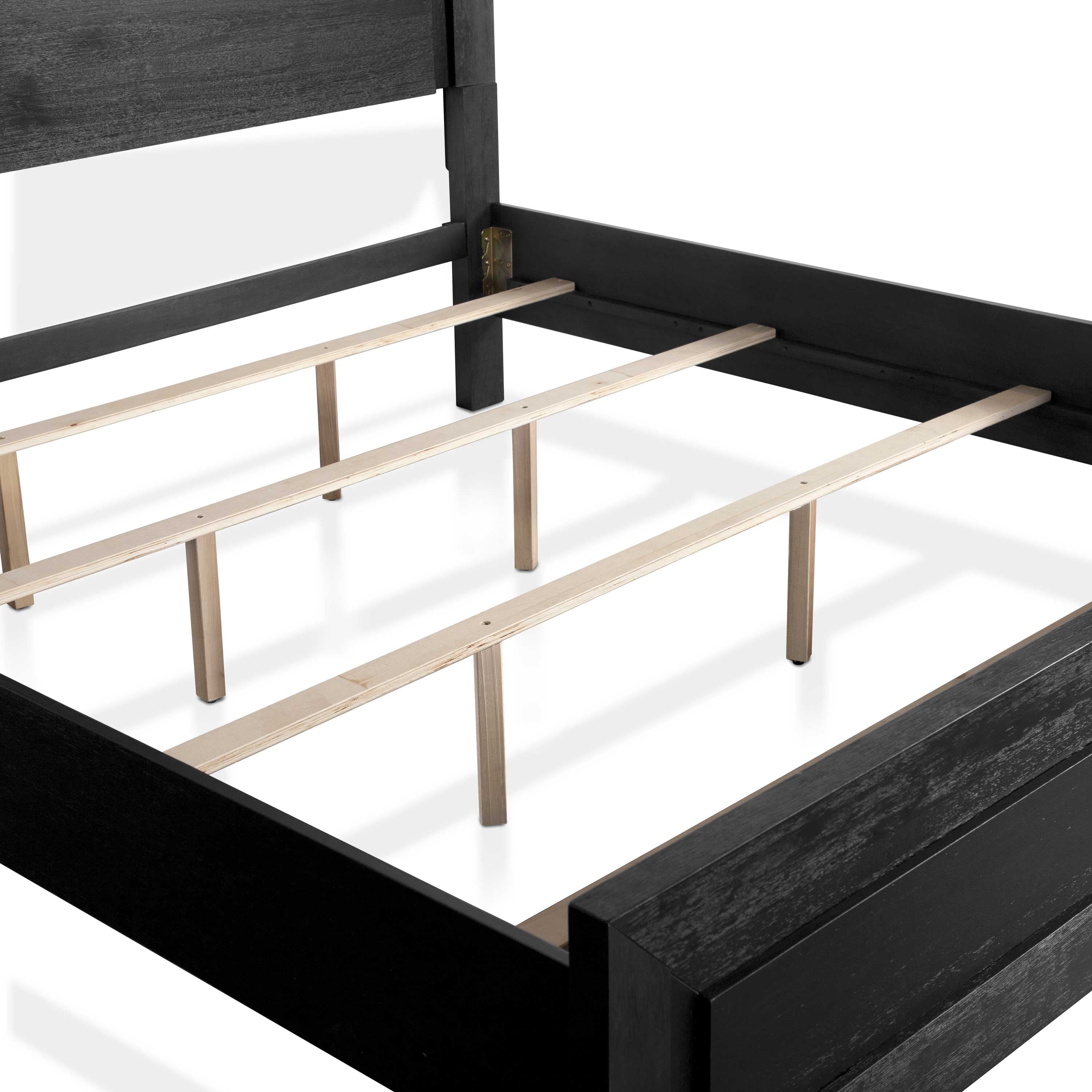 Furniture of America Bennett King Solid Wood Panel Bed with LED Light Headboard, Black