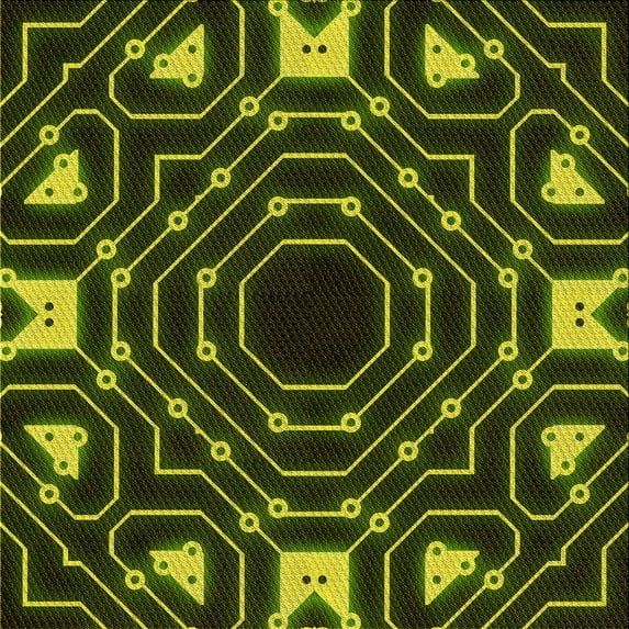 Ahgly Company Indoor Square Patterned Dark Yellow Green Area Rugs, 6' Square