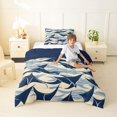 thumbnail image 3 of Manfei Abstract Manta Ray Twin Comforter Sets, Ocean Wave Bedding Set, Cream Navy, Blue Reversible, 2 Pieces, 1 Comforter and 1 Pillowcase, 3 of 7