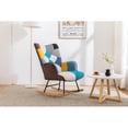 thumbnail image 2 of Patchwork Upholstered Rocking Chair with Solid Wood Rockers and Steel Frame, 26" Wide High-Back Accent Lounge Chair with High-Density Foam Cushion, 330 lb Capacity for Living Room, Bedroom or Reading, 2 of 6