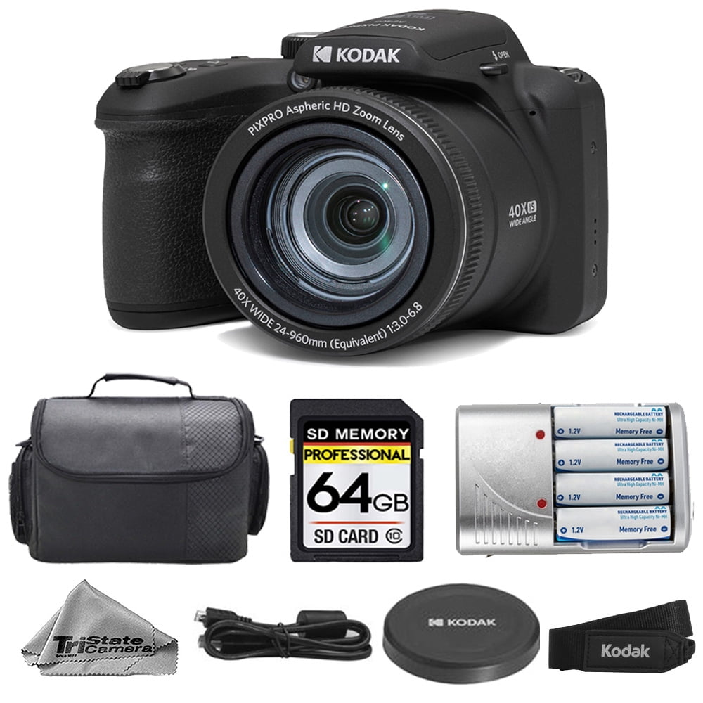 Kodak PIXPRO AZ255 Digital Camera (Black) + SanDisk 32GB Memory