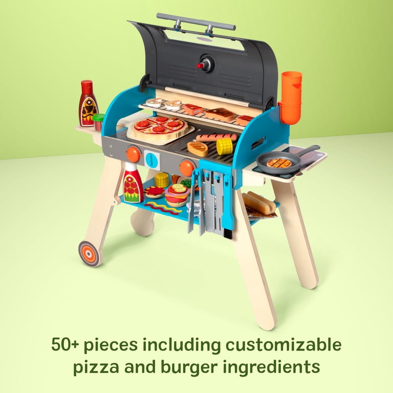 Melissa & Doug FSC Certified Deluxe Wooden BBQ Grill, Smoker, and