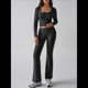 thumbnail image 4 of Conjuntos de Salón para Mujer, Conjuntos Casuales Y2K de 2 Piezas, Tops Cortos de Corta, Pantalones Acampanados con Pliegues y Chándales. Gris Oscuro M, 4 of 10