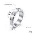 thumbnail image 2 of PAURO Unisex Stainless Steel Fidget Anxiety Engraved Stars Inlaid Cubic Zirconia Rotating Ring Silver Size 5, 2 of 5