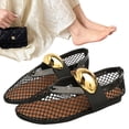 thumbnail image 1 of Zapatos ballet huecos malla pez con punta redonda para mujer zapatos planos con hebilla (hebilla negra 3200-2 39), 1 of 9