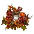 thumbnail image 3 of Nearly Natural 8" Maple Pumpkin and Gourd Artificial Plant Candelabrum, Multicolor, 3 of 6