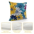 thumbnail image 4 of PRATYUS Navy Blue Teal and Yellow Grey Throw Pillow Covers Elegant Dahlia Flower Outdoor Decorative Pillows Cover Summer Floral Pillowcase Square Cushion Cover for Bed Couch Sofa Decor 22x22in, 4 of 5