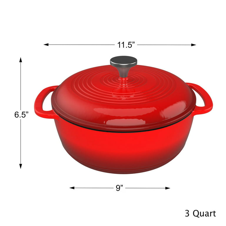 Cast Iron Dutch Oven with Lid-3 Quart Enamel Coated Pot for Oven or  Stovetop-For Soup, Chicken, Pot Roast and More-Kitchen Cookware by Classic  Cuisine 