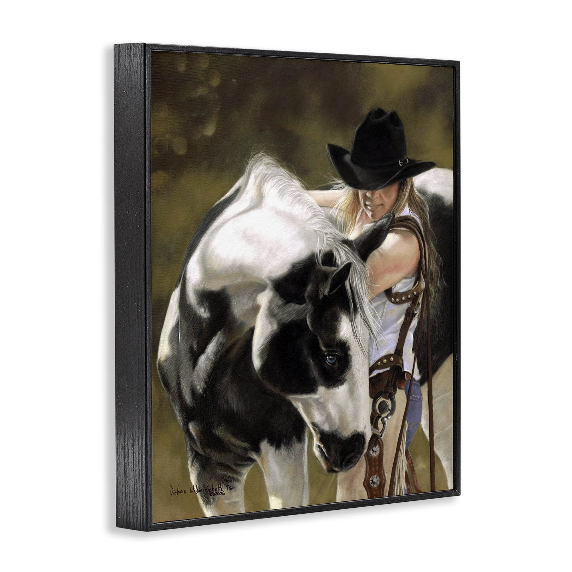 Stupell Industries Cowgirl & Spotted Horse Animals & Insects Painting Black Framed Art Print Wall Art, 16 x 20