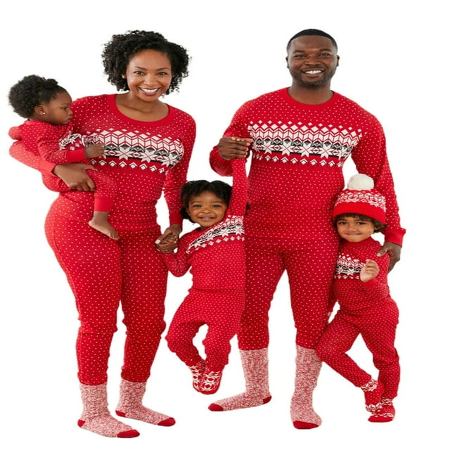 Ensemble de Pyjamas de Noël Famille Tenue Parent-Enfant Costume Pyjama à Manches Longues Ensemble de Pyjamas Vêtements de Nuit Tenue d'Intérieur Vêtements