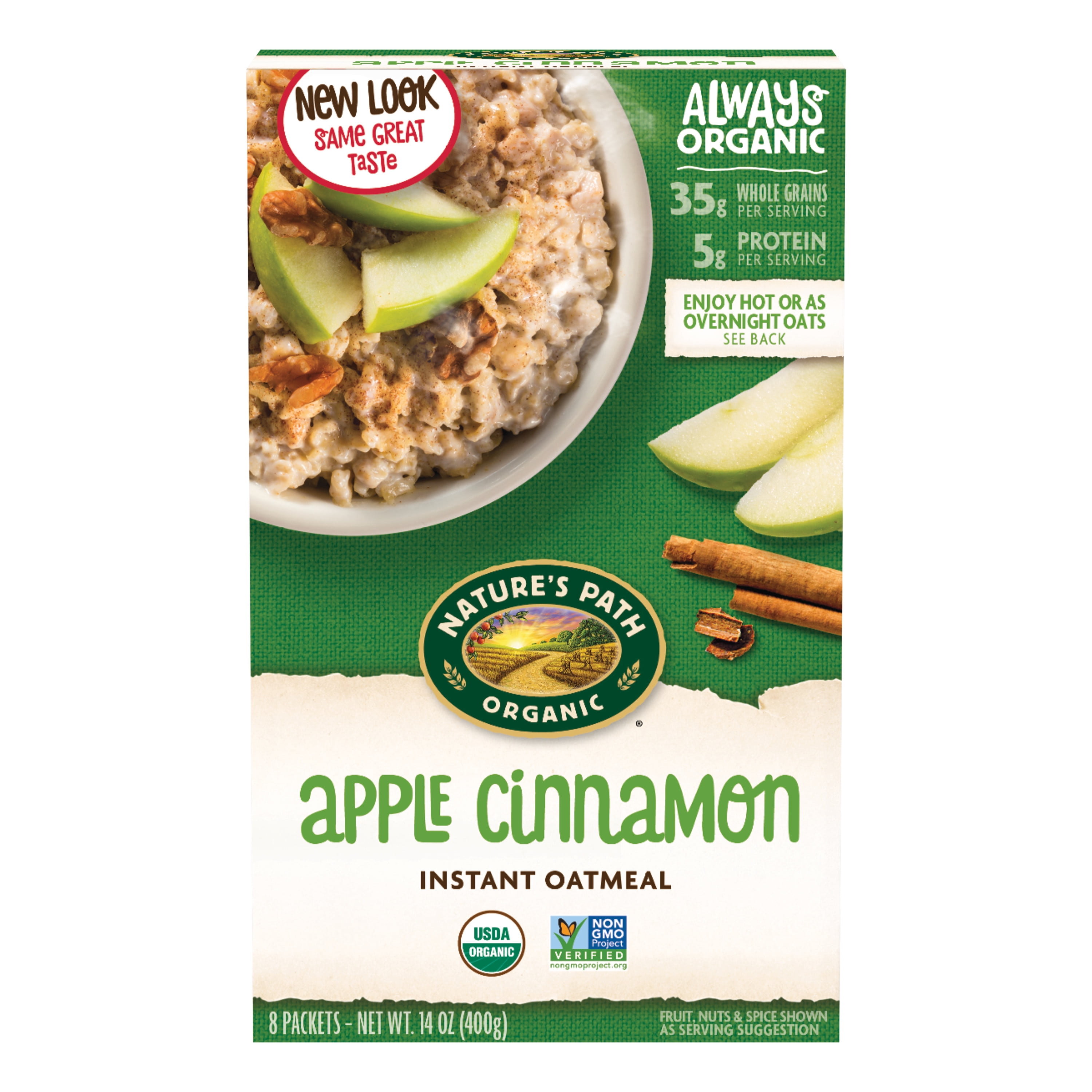 Nature's Path Organic Instant Oatmeal, Apple Cinnamon, 1.75 oz, 8 Packets