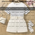thumbnail image 3 of Spazoro Little & Big Girls Leisure Outfit Sets, Summer 2-Pieces Crew Neck Striped Short Sleeve Shirt and Shorts Sets White Size 8 T, 3 of 9