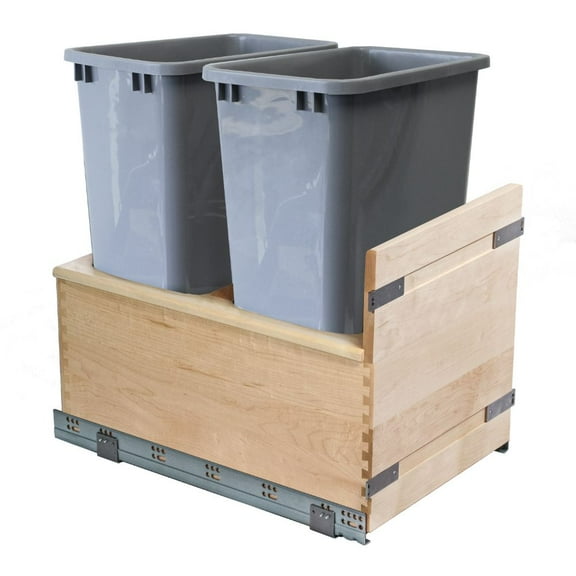 14-7/8 in. Wide Double 50 qt. (12.5 Gallon) Gray Pull Out Bottom Mount Waste Container