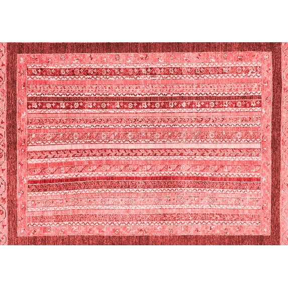 Ahgly Company Machine Washable Indoor Rectangle Abstract Red Modern Area Rugs, 2' x 5'