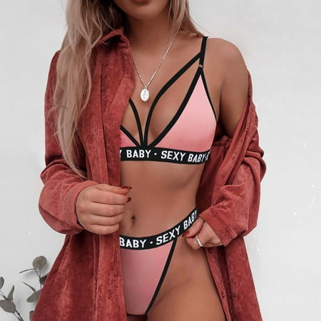 

Women Sexy Lingerie Sleepwear Night Bra And Panty Set Backless Pajamas