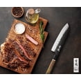 thumbnail image 7 of Concord Genbu Traditional Japanese Chef's Knife Raw Hammered Double Beveled 9CR18MOV Blade w/ 60 HRC. Tortoise Shell Resin Handle. Comes with Magnetic Magnolia Wood Sheath with Stand. (7" Santoku), 7 of 7