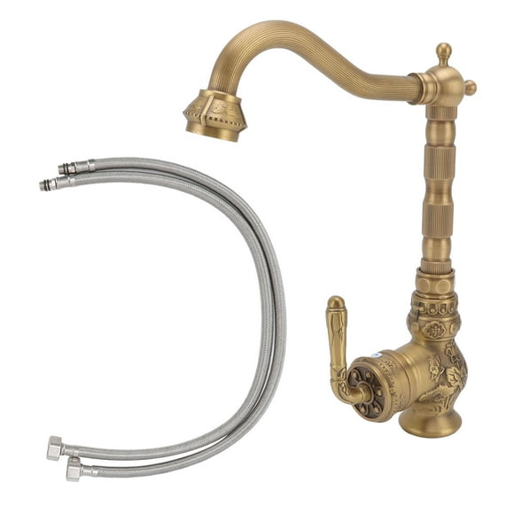 Antique Brass Kitchen Faucet, Single Handle Kitchen Faucet Large Leak Proof For Household