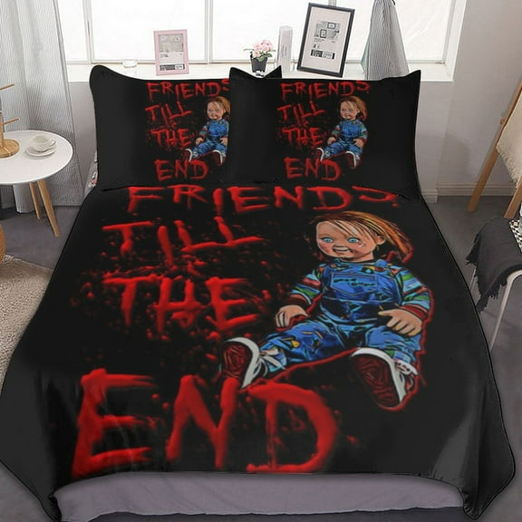 Chucky Horror Movie 3 Pcs Bed Sheets Set Breathable Duvet Cover with 2 Pillow Sham Soft All Seasons Bedding Set 86"x70"