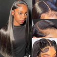 thumbnail image 2 of Yanonmyfd Straight Lace Front Wigs Human Hair 180% Density 13x4 HD Transparent Glueless Lace Frontal Human Hair Wigs for Women Pre Plucked Perruque Femme Humain Naturel (18in, Natural Black), 2 of 28
